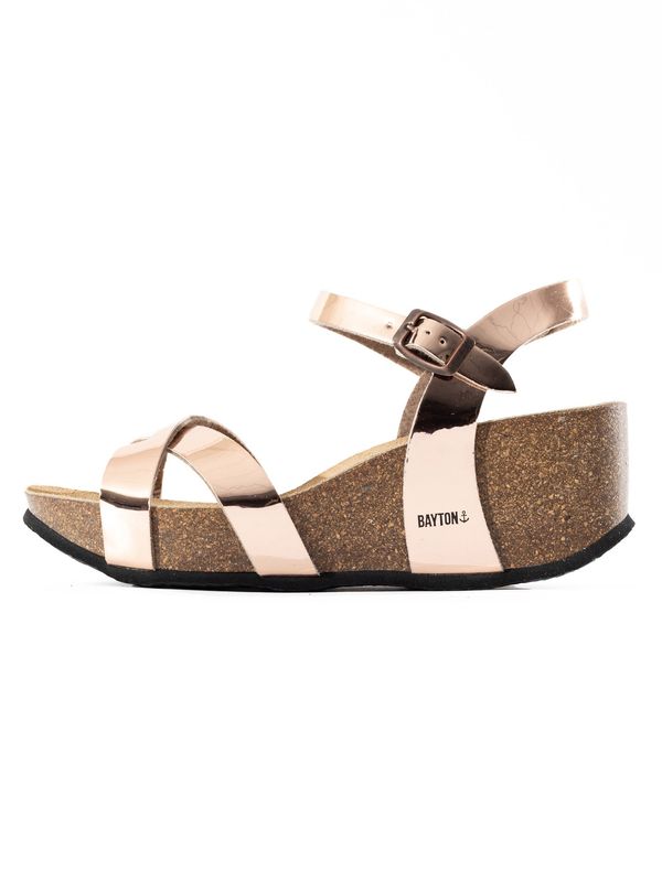 Bayton Bayton Sandale s remenčićima 'Venus'  smeđa / rozo zlatna / crna