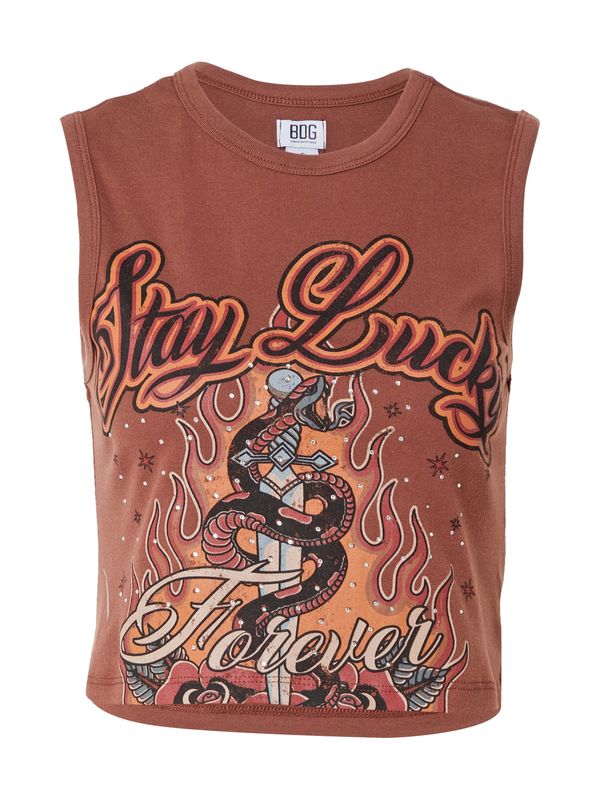 BDG Urban Outfitters BDG Urban Outfitters Top 'STAY LUCKY'  svijetloplava / smeđa / narančasta / crna