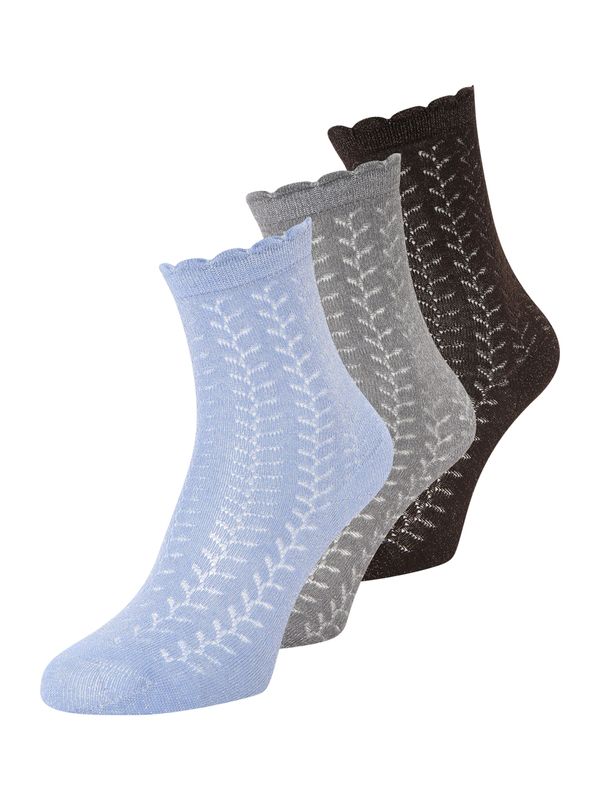 BeckSöndergaard BeckSöndergaard Čarape 'Leomy Cotta'  svijetloplava / tamno smeđa / siva