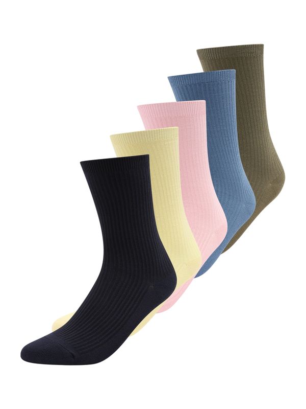 BeckSöndergaard BeckSöndergaard Čarape 'Telma'  plava / pastelno žuta / maslinasta / roza