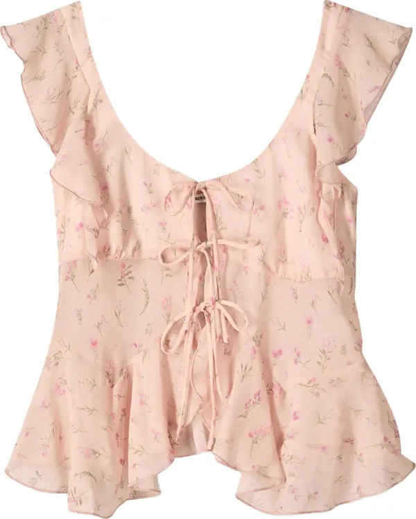 Bershka Bershka Bluza  maslinasta / roza / puder roza
