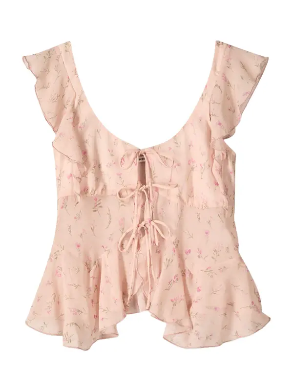 Bershka Bershka Bluza  maslinasta / roza / puder roza