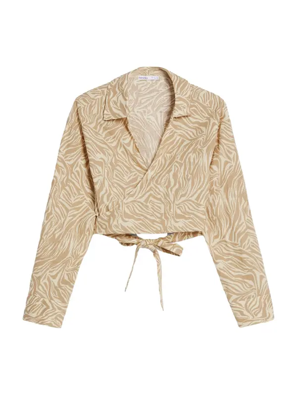 Bershka Bershka Bluza  pijesak / tamno bež