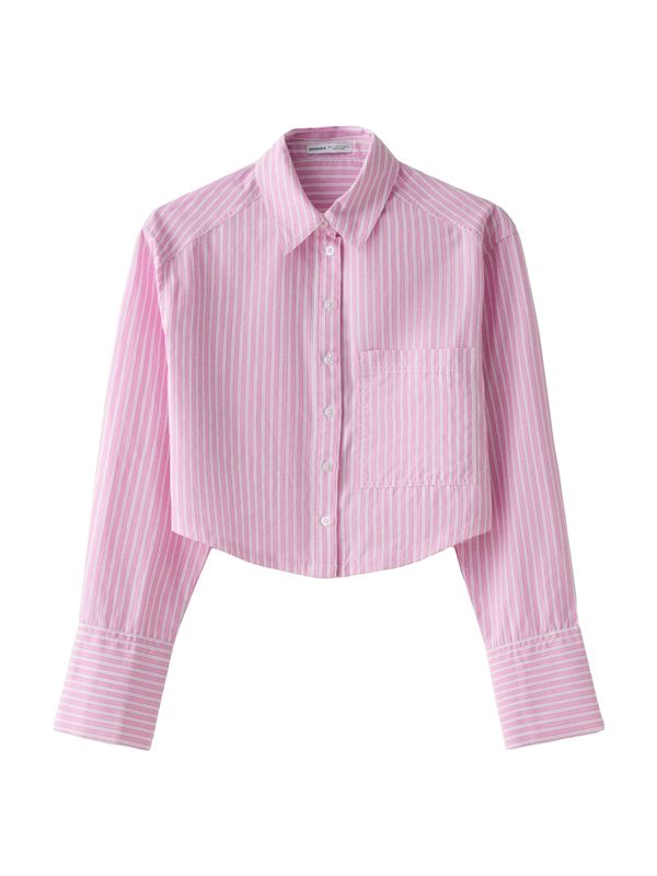 Bershka Bershka Bluza  ružičasto crvena / bijela