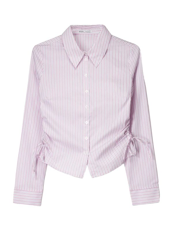 Bershka Bershka Bluza  siva / ružičasto crvena / bijela