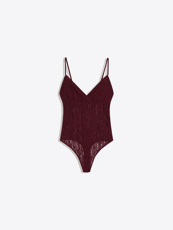 Bershka Bershka Bodi majica  boja vina