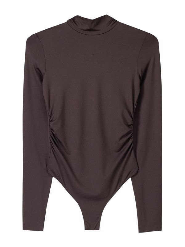 Bershka Bershka Bodi majica  tamno smeđa