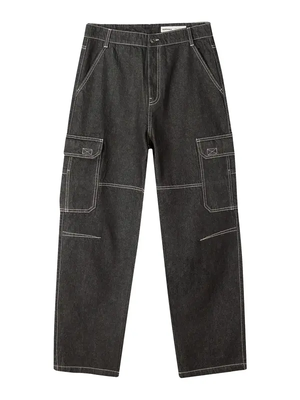 Bershka Bershka Cargo traperice  crni traper