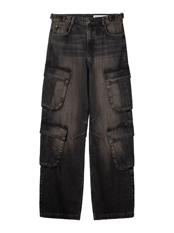 Bershka Bershka Cargo traperice  crni traper