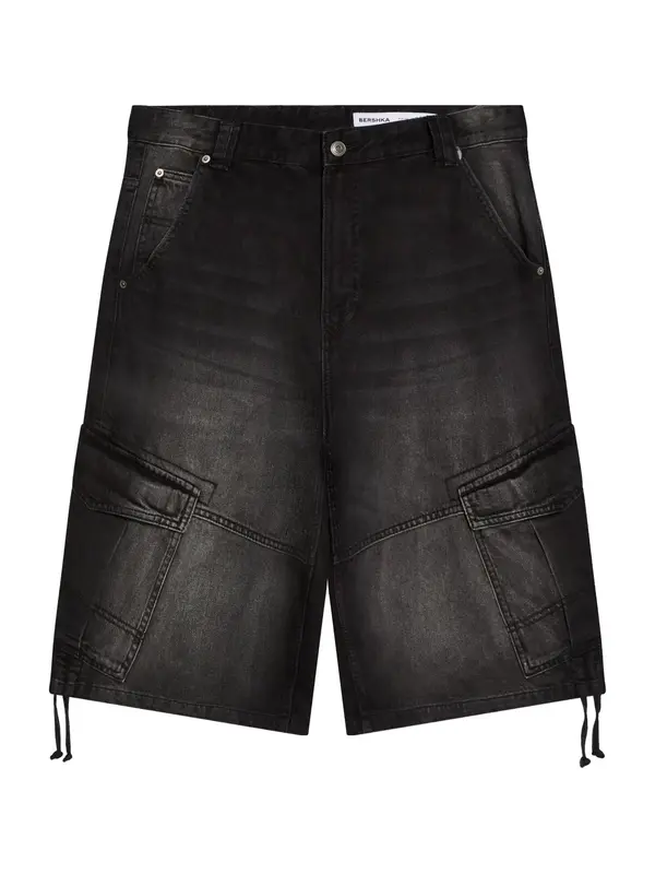 Bershka Bershka Cargo traperice  crni traper