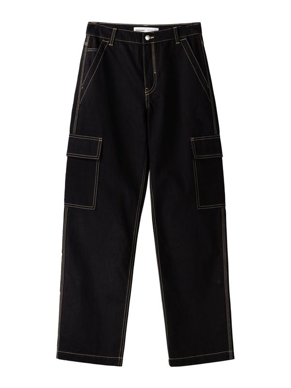 Bershka Bershka Cargo traperice  pijesak / crna