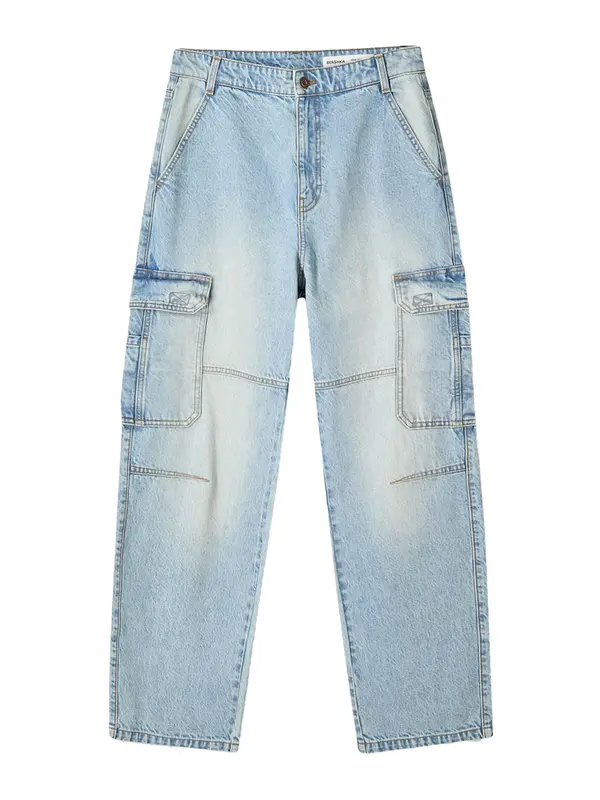 Bershka Bershka Cargo traperice  plavi traper