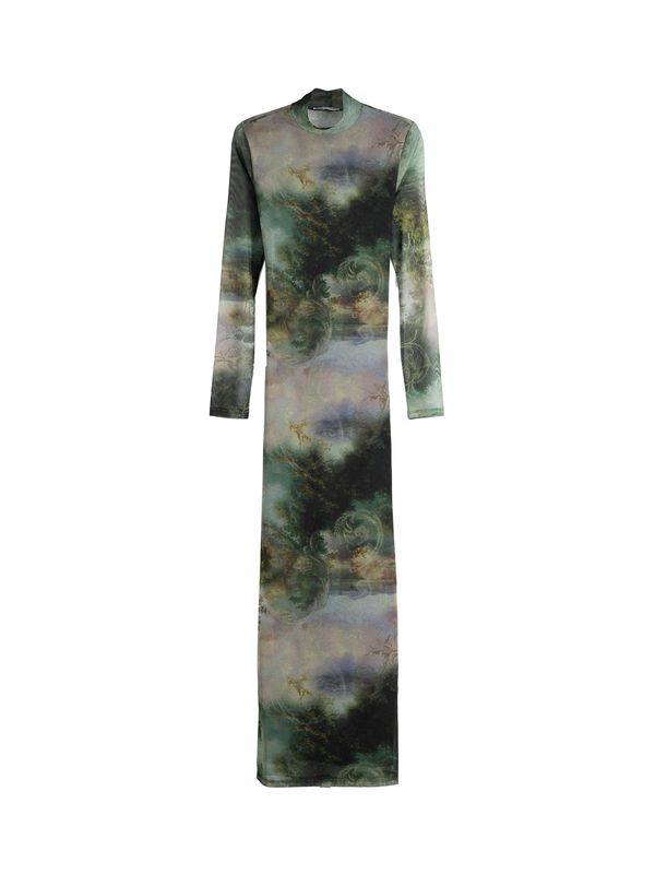 Bershka Bershka Haljina  sivkasto plava / smeđa / zelena / petrol