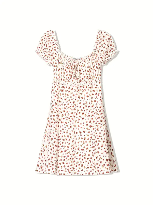 Bershka Bershka Haljina  zelena / pastelno crvena / tamno crvena / prljavo bijela