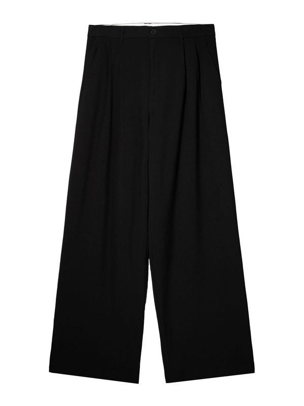 Bershka Bershka Hlače s naborima  crna