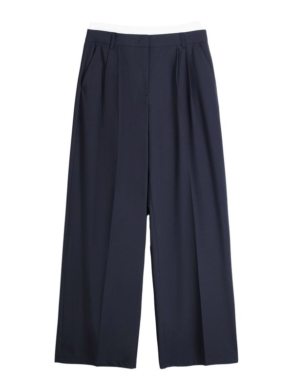 Bershka Bershka Hlače s naborima  mornarsko plava