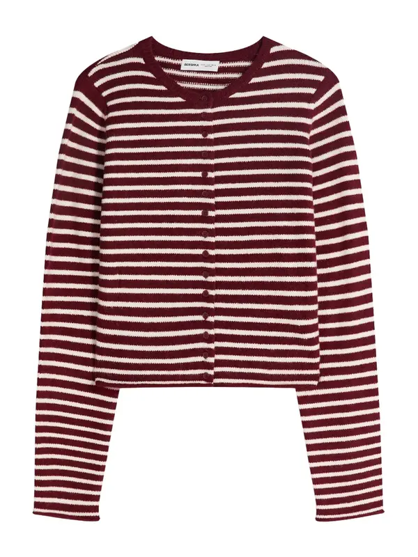 Bershka Bershka Kardigan  bordo / bijela