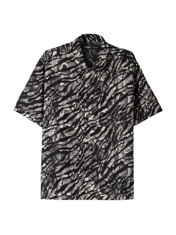 Bershka Bershka Košulja  boja pijeska / mornarsko plava / crna