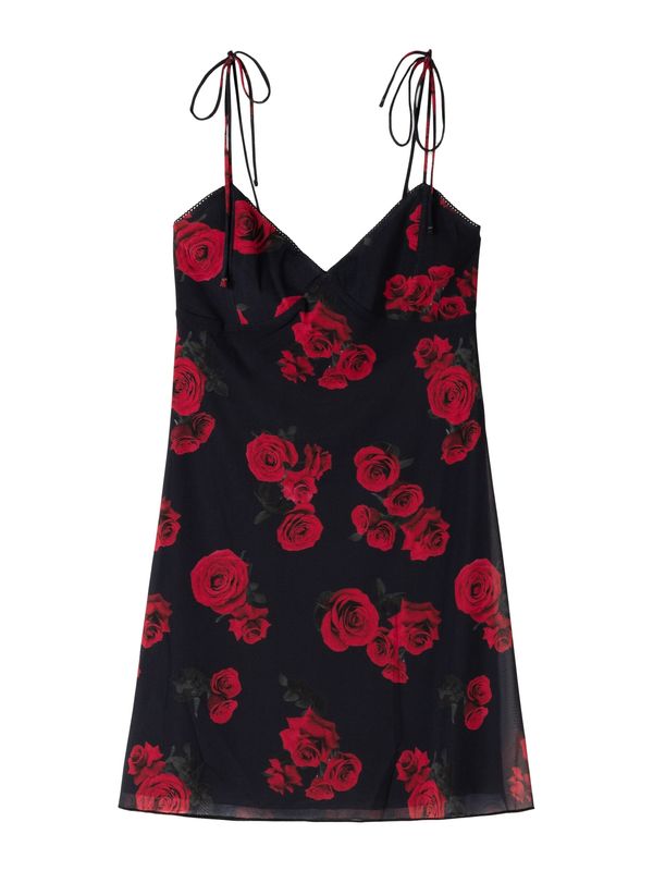 Bershka Bershka Ljetna haljina  kraljevski zelena / crvena / crna