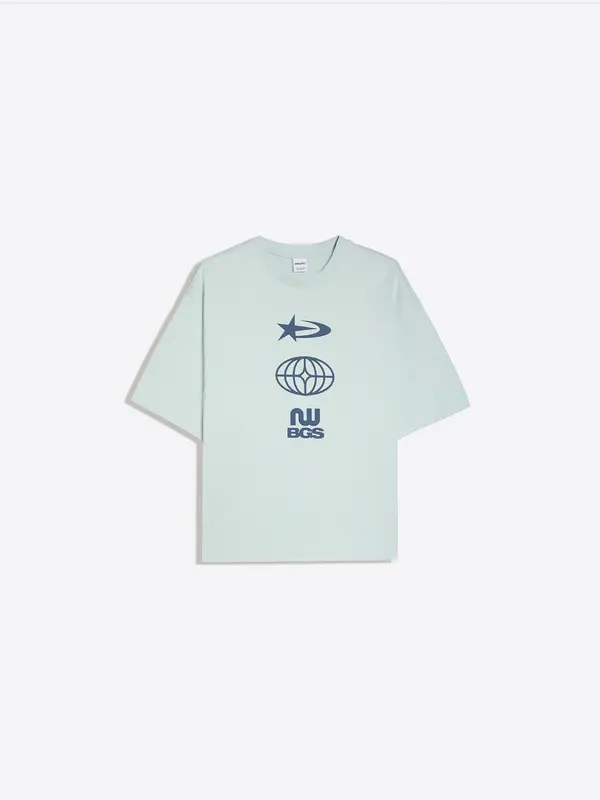 Bershka Bershka Majica  azur / pastelno plava / tamno plava / svijetlozelena