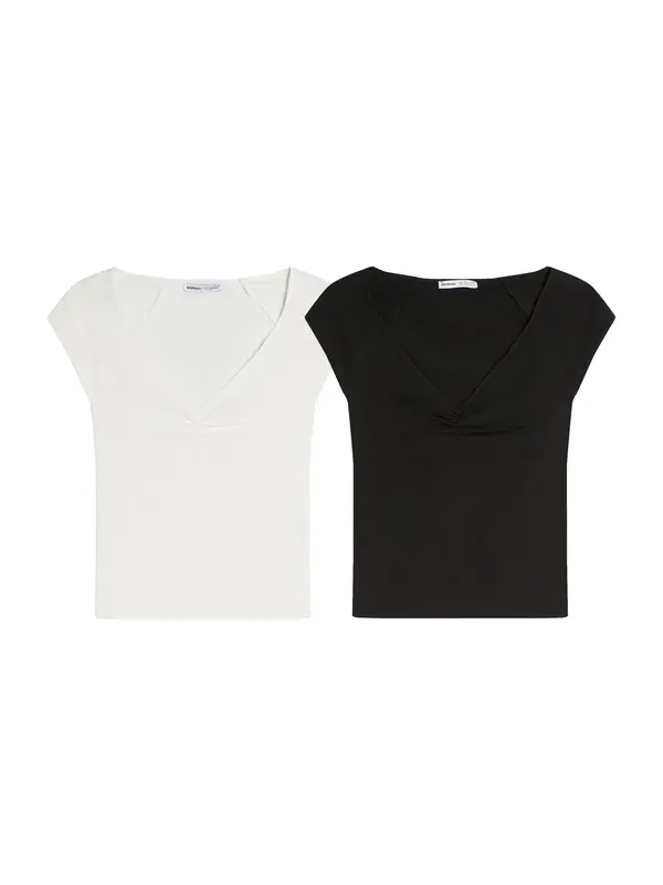 Bershka Bershka Majica  crna / bijela
