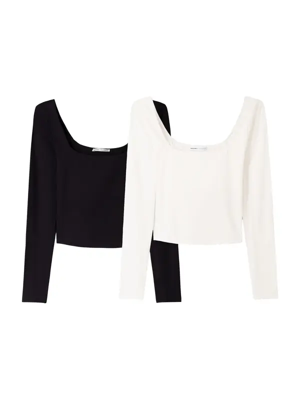 Bershka Bershka Majica  crna / bijela