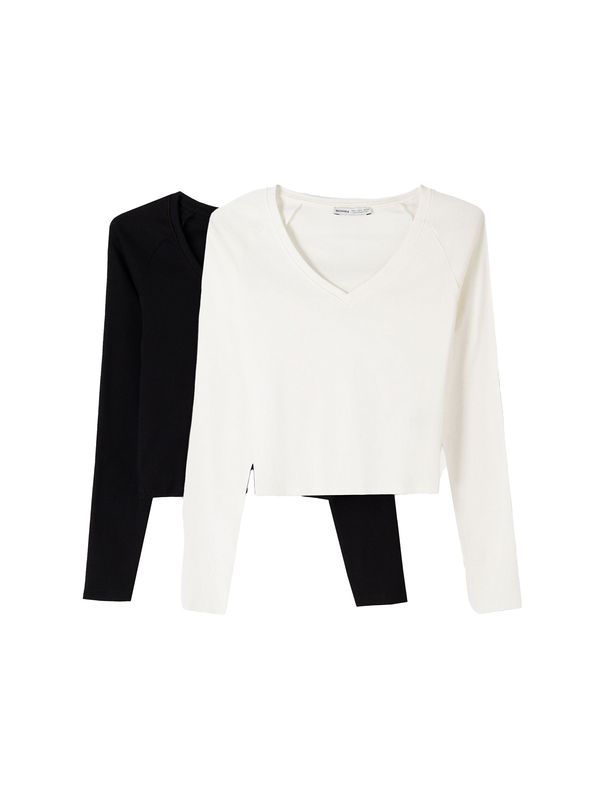 Bershka Bershka Majica  crna / bijela