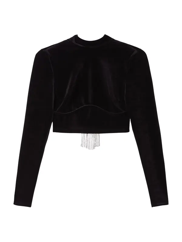Bershka Bershka Majica  crna / prozirna
