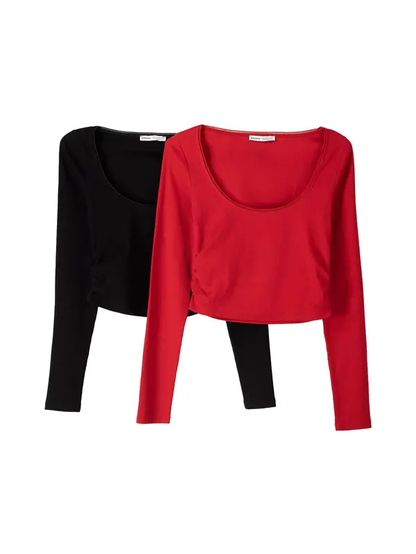 Bershka Bershka Majica  crvena / crna