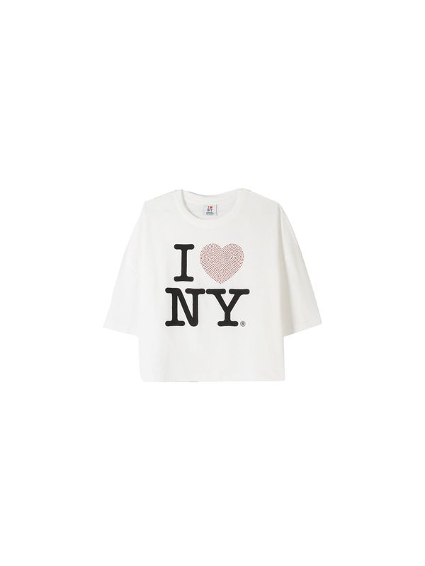Bershka Bershka Majica 'I LOVE NY'  karmin crvena / crna / bijela