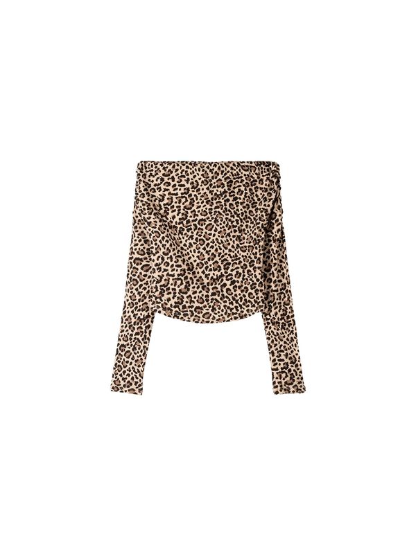 Bershka Bershka Majica  kestenjasto smeđa / cappuccino / tamno smeđa