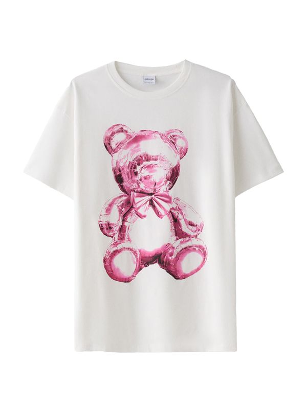 Bershka Bershka Majica  magenta / crna / prljavo bijela