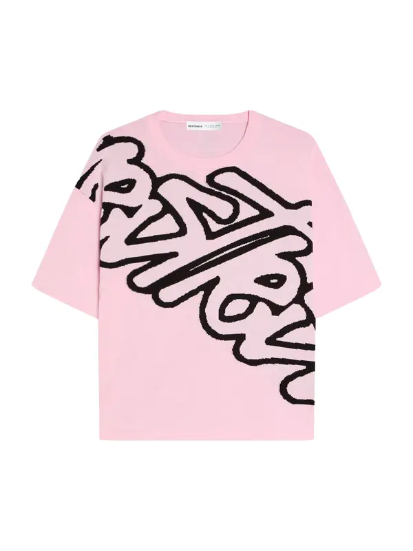Bershka Bershka Majica  roza / crna