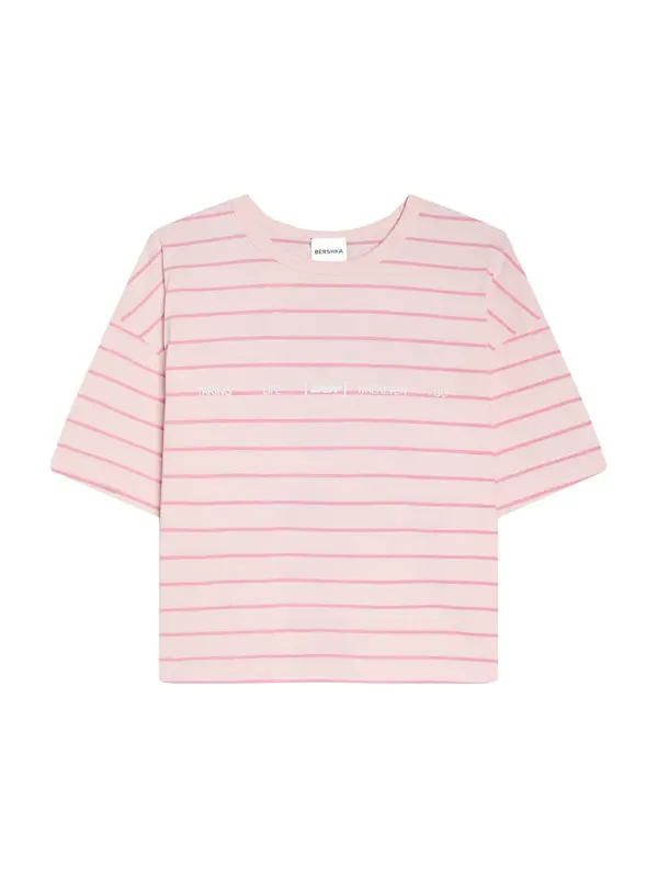 Bershka Bershka Majica  roza / svijetloroza / bijela