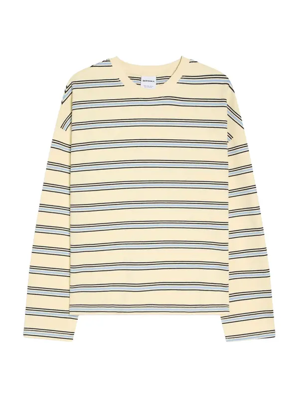 Bershka Bershka Majica  svijetloplava / pastelno žuta / crna