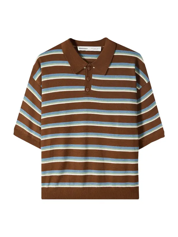 Bershka Bershka Majica  svijetloplava / smeđa / menta / bijela