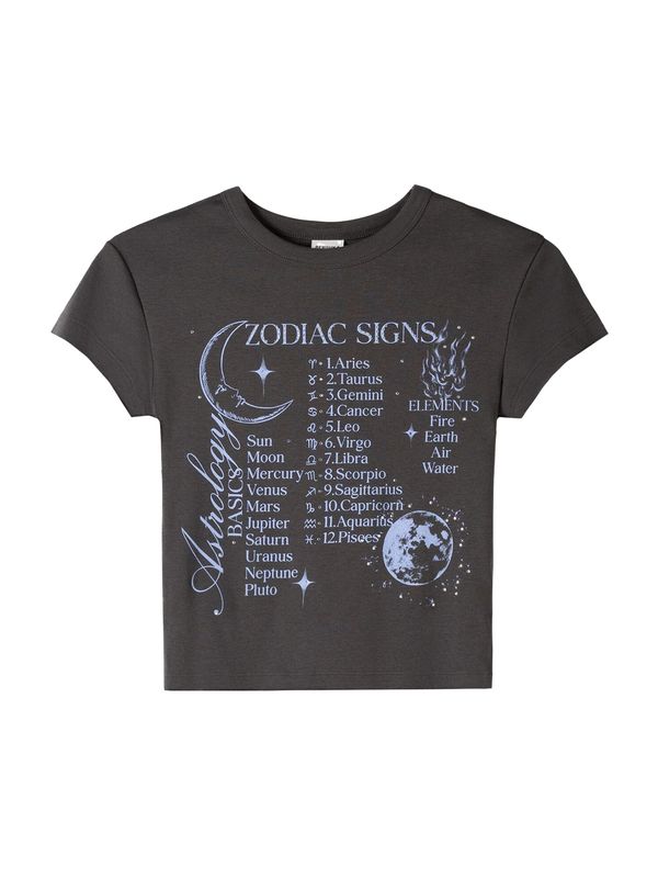 Bershka Bershka Majica  svijetloplava / tamo siva / prljavo bijela