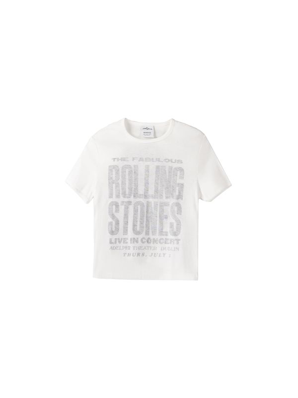 Bershka Bershka Majica  svijetlosiva / bijela
