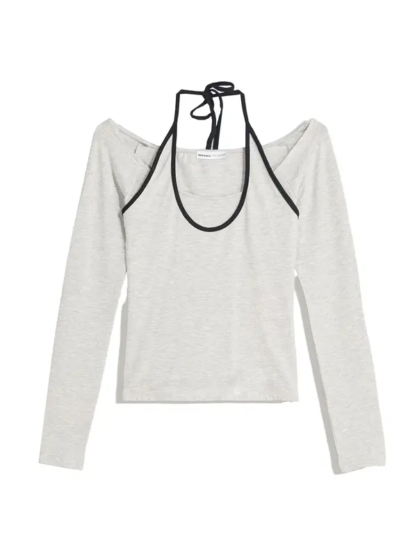 Bershka Bershka Majica  svijetlosiva / crna