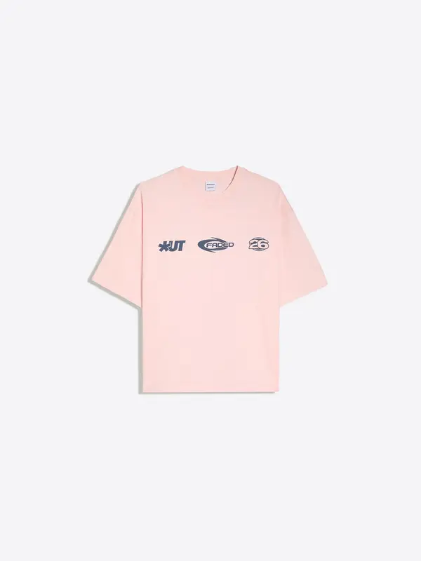 Bershka Bershka Majica  tamno plava / tamno narančasta / roza / prljavo roza