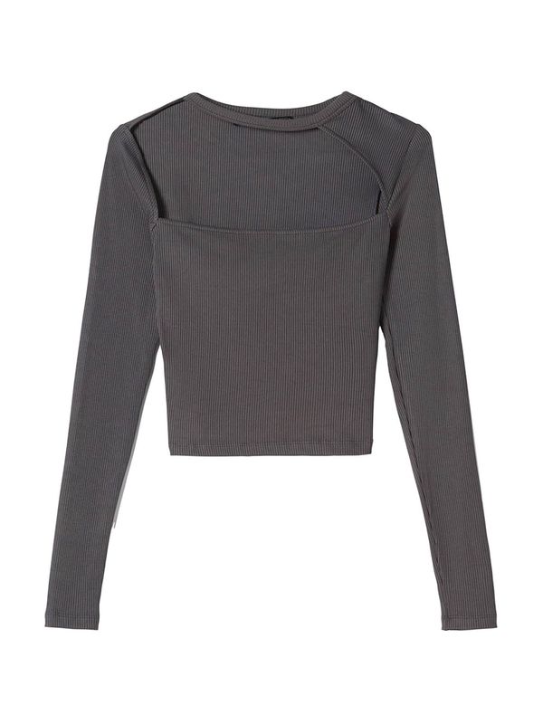 Bershka Bershka Majica  tamo siva