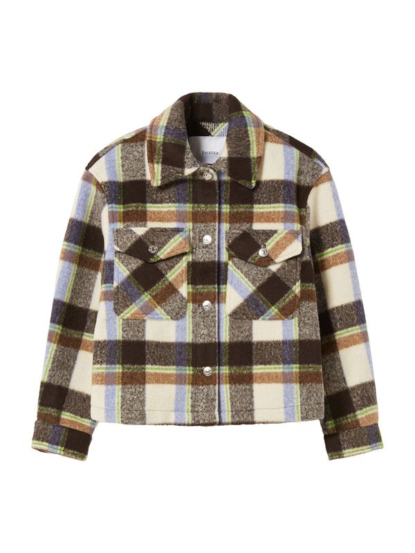 Bershka Bershka Prijelazna jakna  ecru/prljavo bijela / svijetloplava / smeđa / moka smeđa