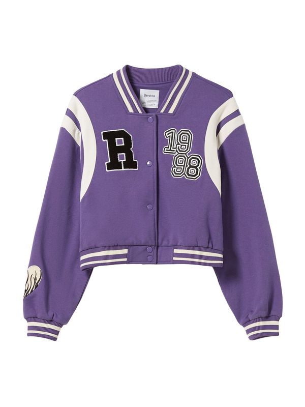 Bershka Bershka Prijelazna jakna  ljubičasta / crna / bijela