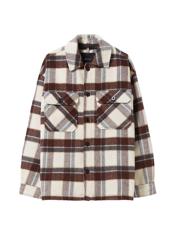 Bershka Bershka Prijelazna jakna  tamno smeđa / bordo / bijela