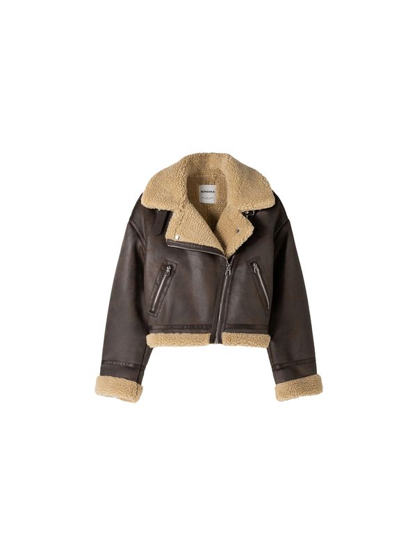 Bershka Bershka Prijelazna jakna  tamno smeđa