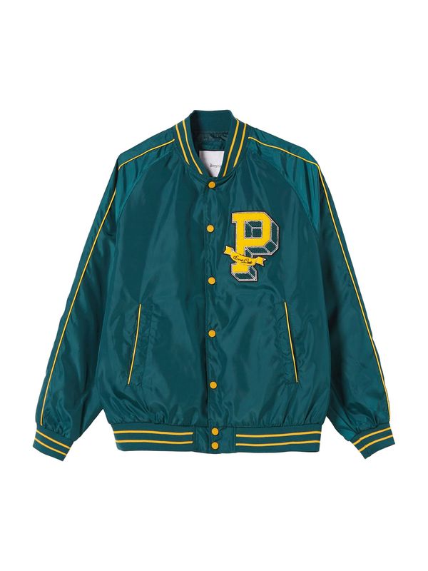 Bershka Bershka Prijelazna jakna  žuta / kraljevski zelena