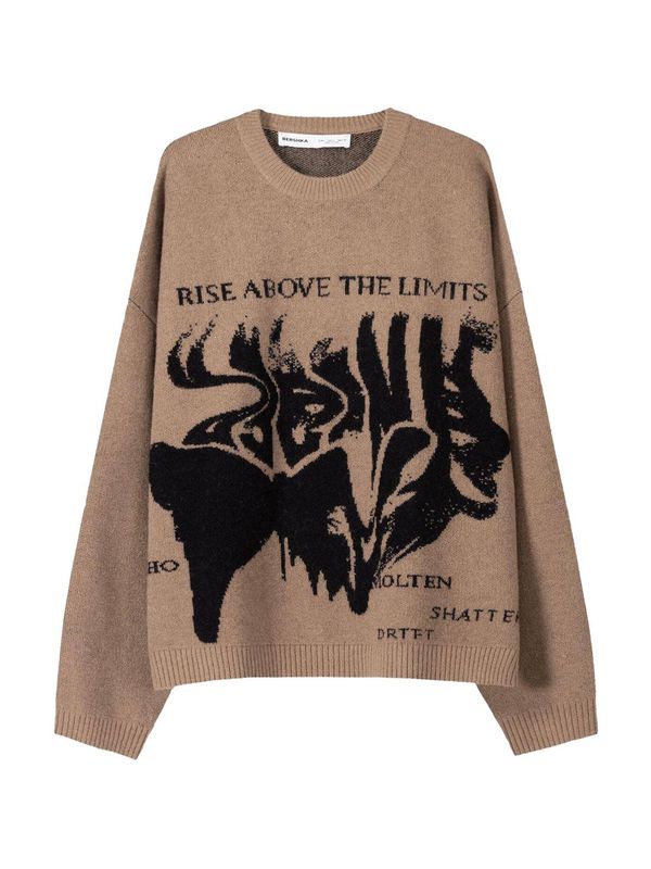 Bershka Bershka Pulover  boja devine dlake (camel) / crna