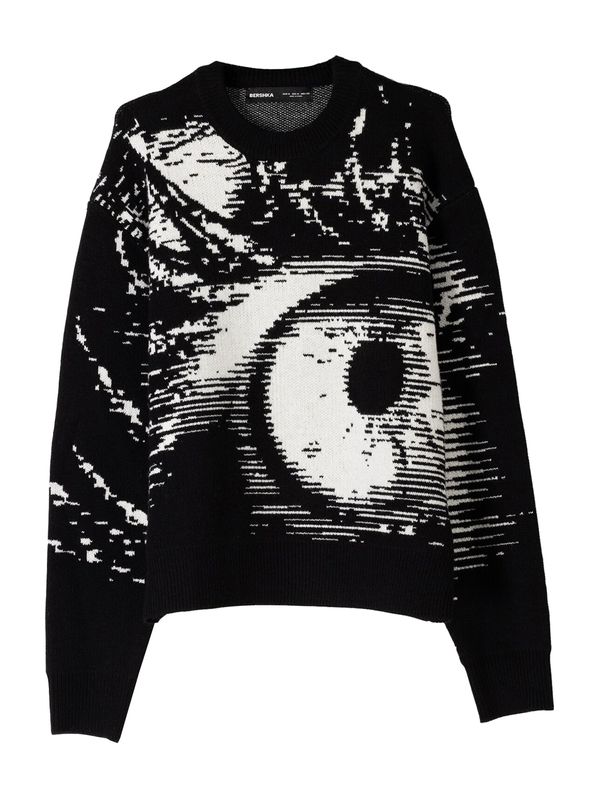 Bershka Bershka Pulover  crna / bijela