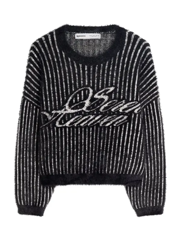 Bershka Bershka Pulover  crna / bijela