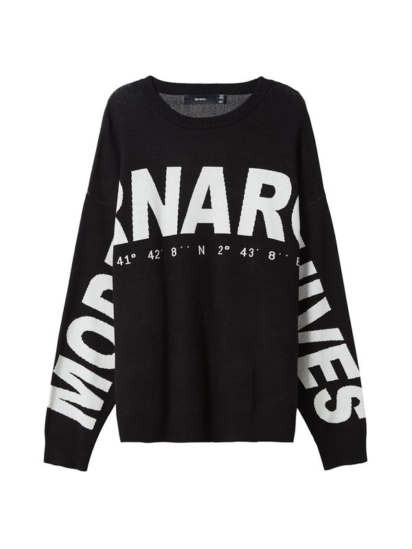 Bershka Bershka Pulover  crna / bijela